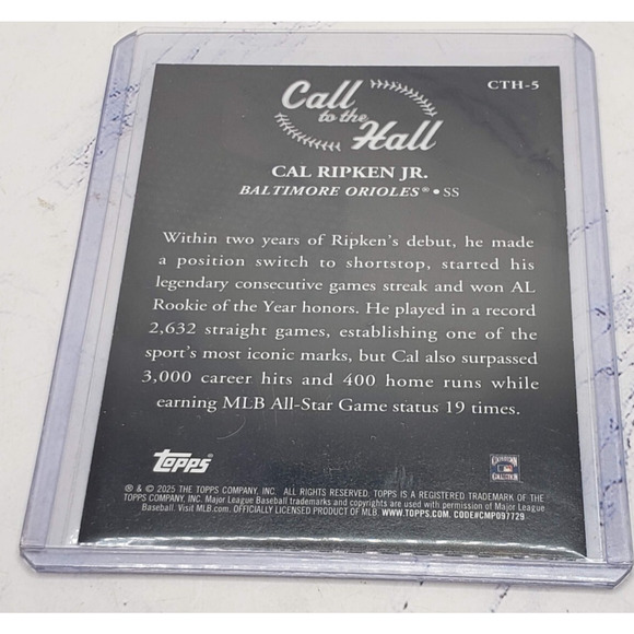 2025 Topps Call to the Hall Cal Ripken Jr. Baltimore Orioles #CTH-5 - Picture 4 of 4